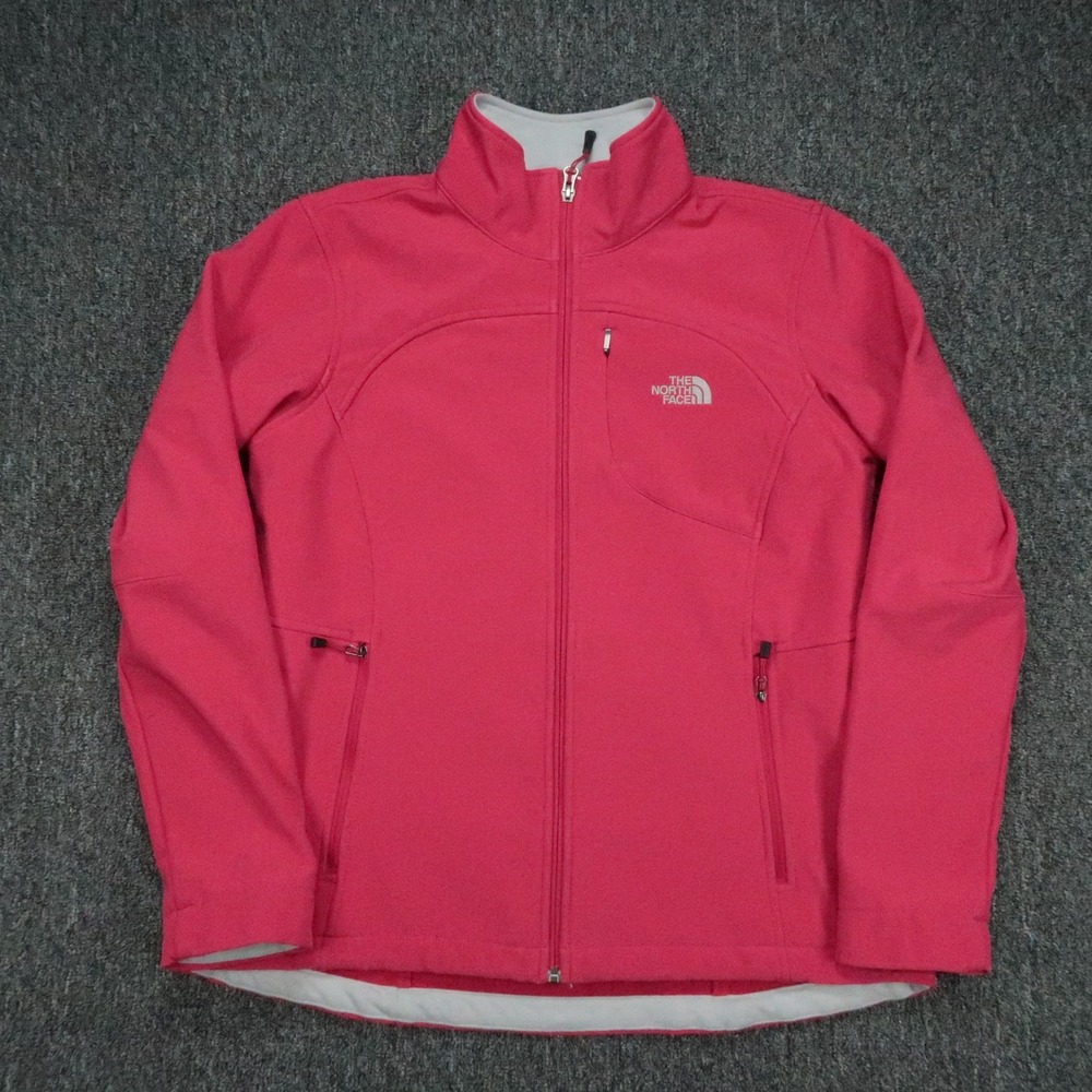 The North Face Jacket Womens Large Red Apex Full Zip Pockets Softshell Hiking